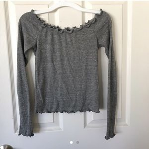 Brandy Melville frilly grey long sleeve ✨